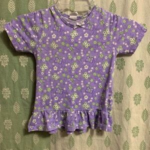 Girls Purple Butterfly and Floral Print My Alexa Tee (L-6)